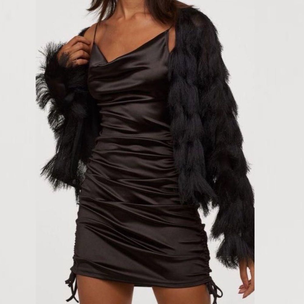 NWT • H&M Divided Satin Ruched Cowl Neck Dress • size Medium